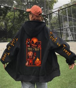 Men039s Felpe con cappuccio Trick R Treat Sam Pumpkin Halloween Felpa con cappuccio Felpa con cappuccio unisex Horror Jacket Zipper4783723