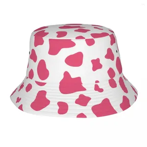 Berets Fashion Cow Bucket Hats Unisex UV Protection Outdoor Animal Skin Fisherman Summer Headwear