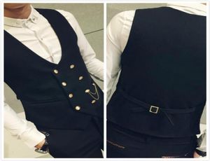 New Waistcoat Suit Vest Fashion Double Breasted Slim Fit Menle Dress Vest for Formal Wedding Gown7863130