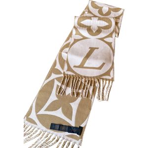 Высококачественные дизайнерские женские шарфы, роскошные зимние саронги из пашмины, шаль-пончо, веб-сайт, версия 1:1, шерсть Bufanda, хаки, классический узор четырехлистного клевера M77856