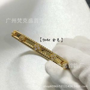 Designer Bangle Sweet VanCF Bracelet Jade v Gold Kaleidoscope Narrow Edition for Women Thick Plated 18k Rose Gold Full Diamond Clover Bracelet 2AYE