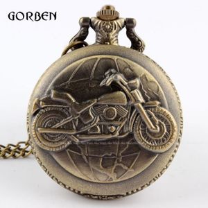 Bronz Motosiklet Cep Saati Kolye Kolye Zinciri Vintage Motosiklet Moto Kuvars Cep Saati Unisex Hediyeler Relogio De Bolso12488