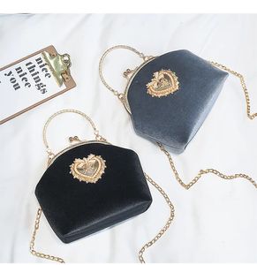 Feminino veludo pérola bolsa vintage veludo coração design noite saco festa de casamento noiva embreagem bolsa 240304