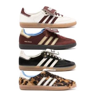 Designer Skate Shoes Wales Bonner Sambaba Sneakers Leopard Pony Tonal Cream White Silver Core Black Sporty Rich Red Sports Men de esportes baixo