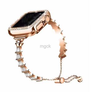 Band tittar på lyxiga rostfritt stål diamantarmband rem för Watch 8 Ultra 7 6 5 SE 4 3 -serien Ladies Watchband för iWatch Bands 240308