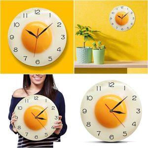 Wall Clocks Sunny Side Up Fried Egg Kitchen Decor Acrylic Wall Clock Breakfast Food Resturant Art Dining Room Silent Hanging Drop Deli Dhgz5