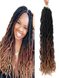 Dalga Saç Ombre Tığ Sentetik Örgü Saç Uzantıları Tanrıça Çingene Locs 18 inç Yumuşak Dreads Dreadlocks Saç Siyah Marl8249466