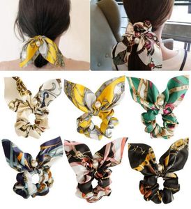 Designer Headband Pearl Pendant Scrunchies Hairbands Floral Rope Elastic Ponytail Holder Fashion Hair Accessories 13 Designs CYLY3900223