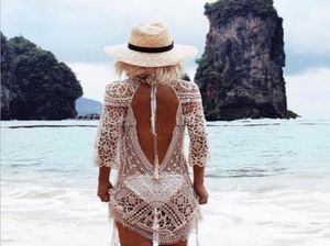 Backless Women Beachwear badkläder Bikini Beach Wear Cover Up Tassel Ladies Dress2621127