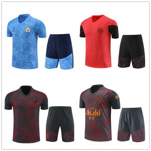 23 24マンサッカージャージシティフットボールトラックスーツ短袖長パンツHaaland de Bruyne 2023 2024 Mans Cities Training Suit GrealishMahrez Sport Suit Men Kid Kit