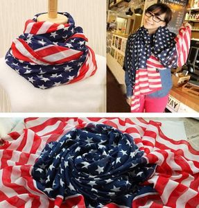 DHL Vintage USA Amerikanische Flagge Schal 15070 cm Patriotische Sterne und Streifen US-Flagge Schals Männer Frauen Pentagramm Chiffon Wraps6352830