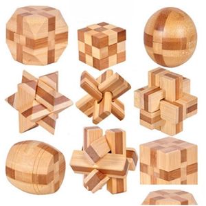 Intelligens Toys New Design IQ Brain Teaser Kong Ming Lock 3D Wood Interlocking Burr Puzzles Game Toy for Adts Kids Drop Delivery T DHFB8