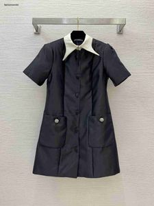 Luxury Dress Brand Women dresses designer Skirt Womens Fashion Logo Contrast lapel button placket double pocket slim short sleeve dress Mar 08