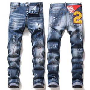 DSQ2 MEN Cool Guy Jeans blu Classico Uomo Hip Hop Rock Moto Mens Casual Design Strappato Skinny Denim Biker DSQ Jeans 1066 taglia grande 40