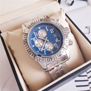 Luxury Mens Watches Challenger Serisi Paslanmaz Çelik Bant 48mm Kılıf Alt Arama İşleri Chronograph Quarzt Saatler Yüksek Kaliteli Bilekler