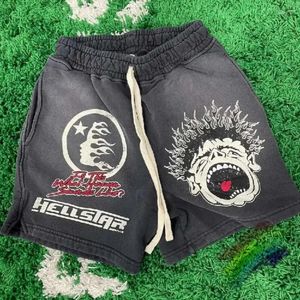 Shorts masculinos Hellstar Studios Sounds Like Heaven Homens Mulheres Qualidade Cordão Oversized Breeche 10