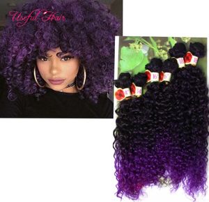 Synthetic weft hair 6PCSLOT black ombre bugblonde Jerry curl crochet hair extensions crochet braids hair weaves marley jumbo bra4911948