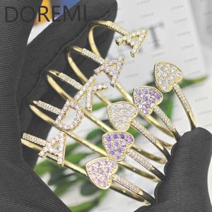 Doremi carta inicial pulseira ferroviário birthstone carta presente jóias dia das mães jóias completa zircon coração cz pulseira 240305