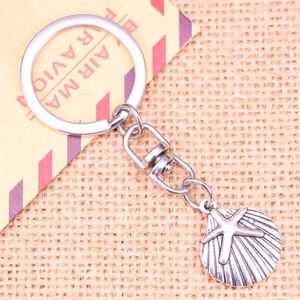 Keychains 20st Fashion Keychain 22x18mm Starfish Conch Pendants Diy Men smycken bil nyckelkedja ringhållare souvenir för gåva