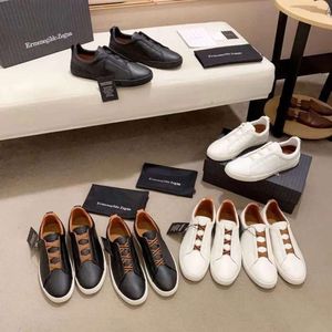 2024 Designer Klänningskor Mens Zegna Lace-Up Business Casual Social Wedding Sneakers Formella parti Kvalitet Läder Lättvikt Chunky Trainers With Ori Q8T6#