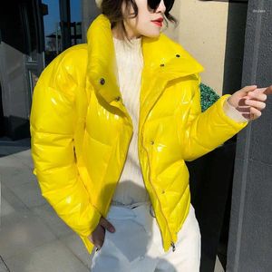 Casacos de trincheira femininos 2024 inverno engrossar casaco de algodão plus size mulheres jaqueta gola curta parkas hk164