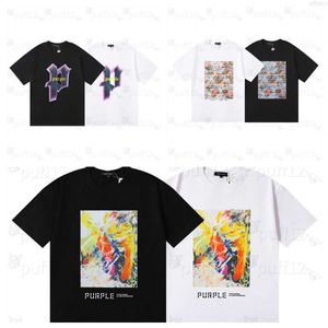 Mens Designer T Shirt Purple Brand T Shirt Clothing 100 Cotton Shirt Graffiti Evil Fun Colorful Alphabet Print Sketch Oil Målningsmönster Street Hip Hop L Fyls