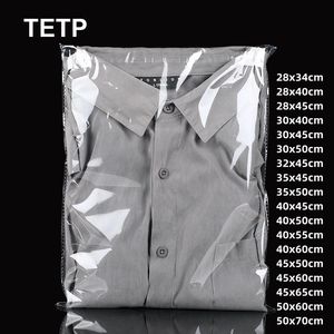 TETP 100 st Clear T-shirt förpackning självhäftande väskor hem resor byxor badhandduk förvaring gåva dekoration mot cellofan 240305