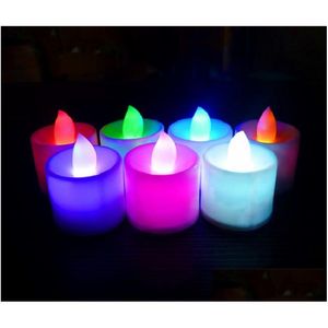 LED POMS, cheer föremål Bright White Tea Lights Battery Operated LED Crystal Flicker Flamely Wedding Birthday Party Christmas Decorati Dhzfe