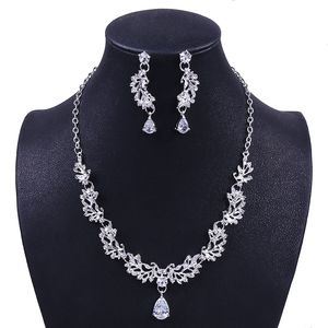 2 in 1 Necklace Earring Zircon crystal Evening Dress Bridal Accessories Bridal jewelry Set 2412