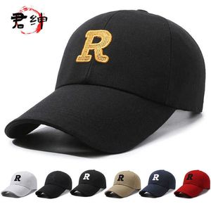 Duck Tongue Hat New R Label Male and Female Students Instagram Large Headband Sunscreen Outdoor Hat Letter Gold Thread Hat Baseball Hat