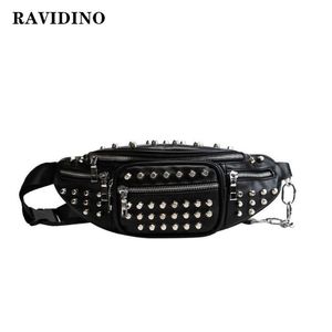 Marsupio stile punk Rivetti Designer di lusso Fanny Borsa piccola da donna per telefono Borsa da cintura MX200717207o