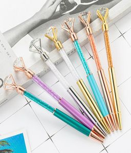 NEW Big Diamond Ballpoint Pens Bling Little Crystal Metal Pens School Office Writing Supplies Business Pen Stationery Student Gift5337175