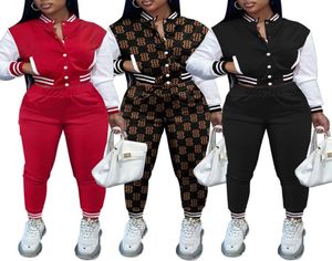 Women039s Tracksuits Autumn Winter Baseball Mundliform Sexy dwuczęściowy zestaw szwów Tops Pants Sets Salle Tracksuit Women 7182906