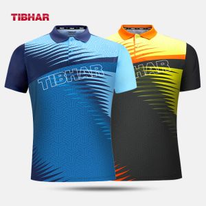 Camisas Tibhar 02302 Homens Mulheres Ping Pong Camiseta Camisas de Manga Curta Roupas Sportswear Top Tênis de Mesa Camiseta