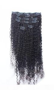 Klipy przedłużające włosy do włosów Afroamerykanów 100G Naturalny kolor Afro Kinky Clip Ins 8pcs ludzkie włosy Klip w przedłużeniach dla czarnych 8197133