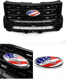 Ford F150 239 cm Auto-Emblem mit USA-Flagge, ABS-Aluminium, Motorhaube vorne und hinten, Kofferraum-Logo für Ford Edge Explorer 201320179733156