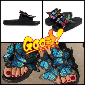 Toppkvalitet NY GAI Slipper Sandal Platform Butterfly Slippers Designer Womans Flat Flip Flops Outdoors Pool Sliders Beach Shoe Size 36-41