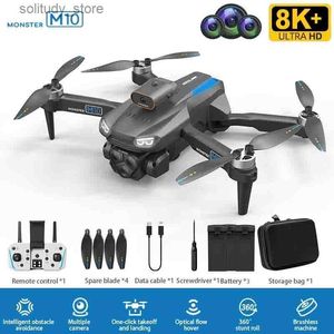 Drohnen M10 Drohne 8k Professionelle High-Definition-Dual-Kamera-Drohne RC Vier Hubschrauber Luftfotografie Hindernisvermeidungsdrohne mit Kamera Q240308