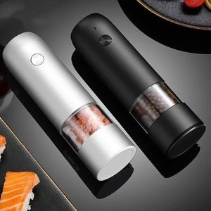 Electric Pepper Grinder USB Rechargeable Automatic Pepper and Salt Mill Grinder with LED Light Quick Charging Gr 240306