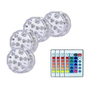 Luci LED sommergibili subacquee SXI Confezione da 4 luci da tè impermeabili per matrimoni con telecomando multicolore TubPond7792907