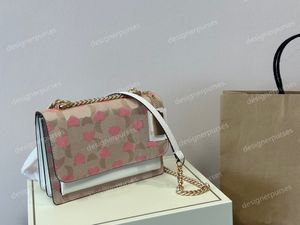 Tote women's handbags Glacier White Collar Milk Tea Small Square Bag Vintage Klare Chain Organ Bag for grils Pink love bag 778161 WYG