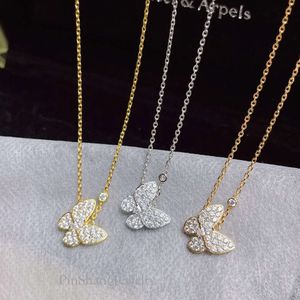 Desginer Clover Fanjia Rose Gold Butterfly White Fritillaria Collar Chain Women's Simple Temperament Four Leaf Grass Necklace Valentine's Day Gift I