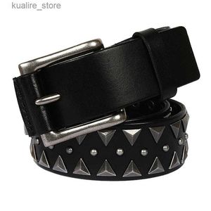 Belts Genuine Leather Heavy Metal Punk Belts For Men Rock Stud Cowboy Belt Men Ceinture Homme Waist Belt L240308