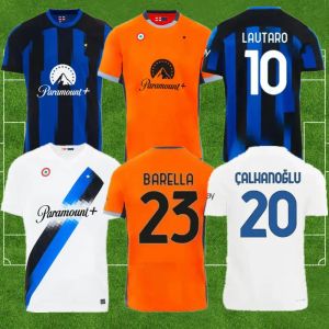 Футболка 23 24 InterS LAUTARO Milans LUKAKU ANNIVERSARY CORREA DZEKO BARELLA ASLLANI FRATTESI BROZOVIC Home 2023 2024 футбольная рубашка мужская детская экипировка