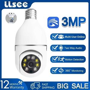 Câmera de monitor de bebê LLSEE YOOSEE câmera de vigilância IP vídeo E27 lâmpada 3MP colorida Wi Fi mini interior inteligente segurança em casa monitoramento de bebê Q240308