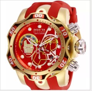 Brazylia Czerwona gumowa zegarek Masculino Mężczyzn obserwuj kwarcowe zegarki Mężczyźni Invi Ta Hollow Business Wristwatches Male Clock A1 GIF323E