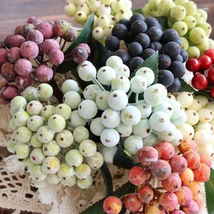 Decorative Flowers 35 Head Artificial Blueberry Berry Branch Bouquet Garland Accessories Blue Berries Stems Fake Plants For Home Decoration