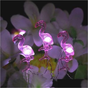 Led Strings Christmas Halloween Decorative Flamingo String Lights 40 Led Weatherproof 8Mode Indoor And Outdoor Remote Control Copper W Dhwr1