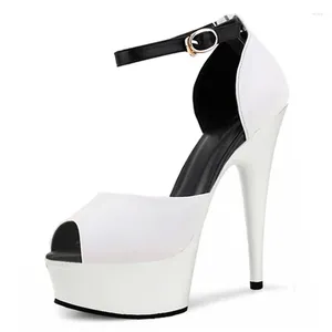 Fish 303 Mouth Sandals Ultra-High With Shoes 15Cm Thick Soles White Color On The Fashion 67