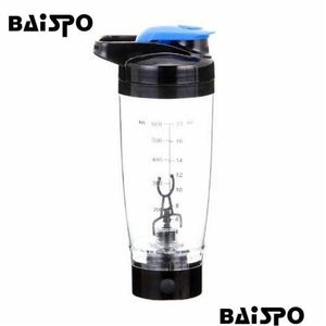 Vattenflaskor 600 ml vattenflaska Protein Power Mation Coffee Blender Milk Shaker Mixer Intelligent Matic Movement Drinkware 211013 DRO DHT8J